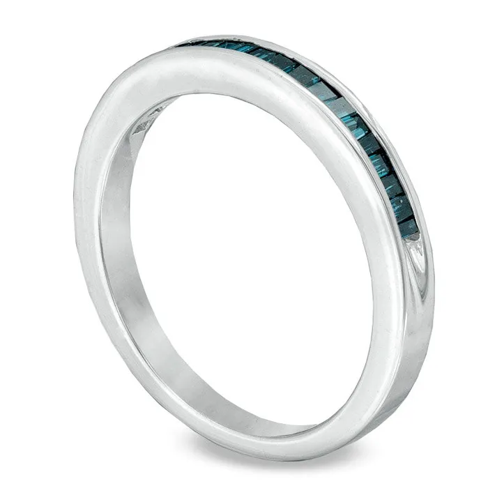 Rings Goldia 050 CT TW Enhanced Blue Baguette Natural Diamond Wedding Band in Sterling Silver Rings Goldia 050 CT TW Enhanced Blue Baguette Natural Diamond Wedding Band in Sterling Silver