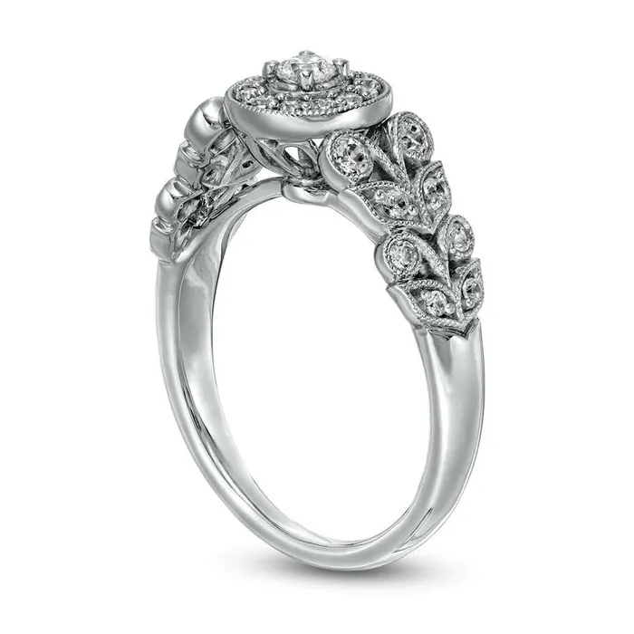 Rings Goldia 050 CT TW Natural Diamond Frame Ornate Antique VintageStyle Engagement Ring in Solid 10K White Gold Rings Goldia 050 CT TW Natural Diamond Frame Ornate Antique VintageStyle Engagement Ring in Solid 10K White Gold