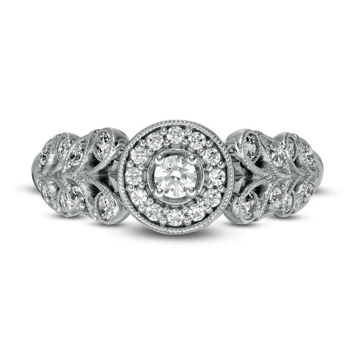 Rings Goldia 050 CT TW Natural Diamond Frame Ornate Antique VintageStyle Engagement Ring in Solid 10K White Gold Rings Goldia 050 CT TW Natural Diamond Frame Ornate Antique VintageStyle Engagement Ring in Solid 10K White Gold