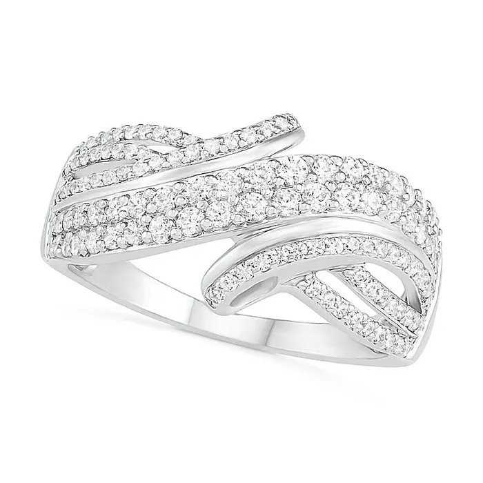 Rings Goldia 063 CT TW Natural Diamond Bypass MultiRow Ring in Solid 10K White Gold Rings Goldia 063 CT TW Natural Diamond Bypass MultiRow Ring in Solid 10K White Gold