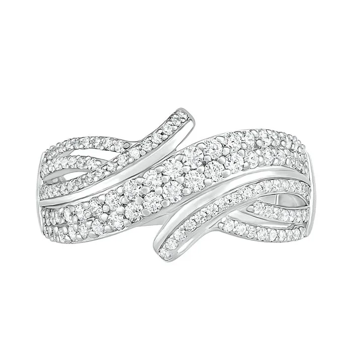 Rings Goldia 063 CT TW Natural Diamond Bypass MultiRow Ring in Solid 10K White Gold Rings Goldia 063 CT TW Natural Diamond Bypass MultiRow Ring in Solid 10K White Gold