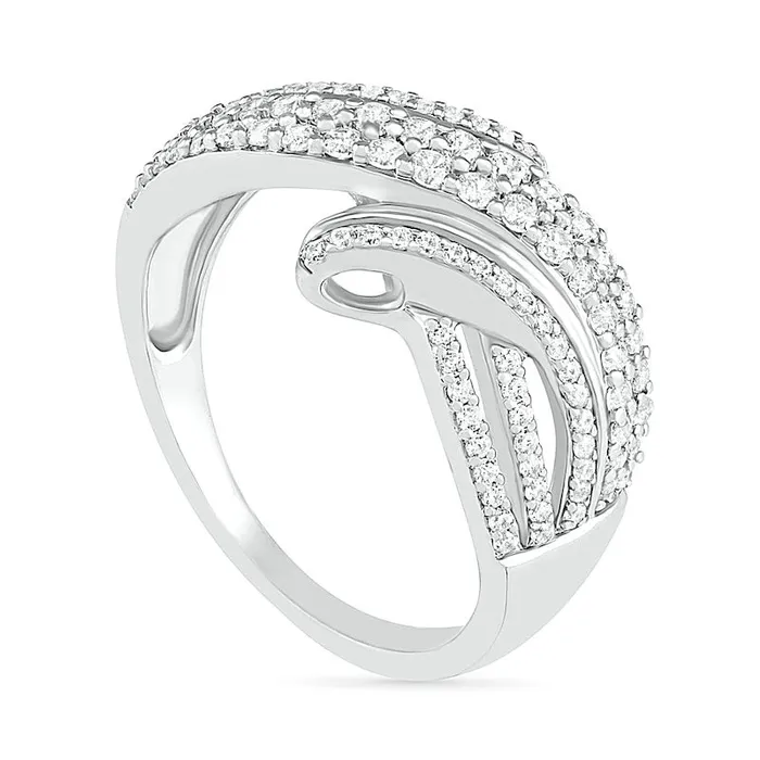 Rings Goldia 063 CT TW Natural Diamond Bypass MultiRow Ring in Solid 10K White Gold Rings Goldia 063 CT TW Natural Diamond Bypass MultiRow Ring in Solid 10K White Gold