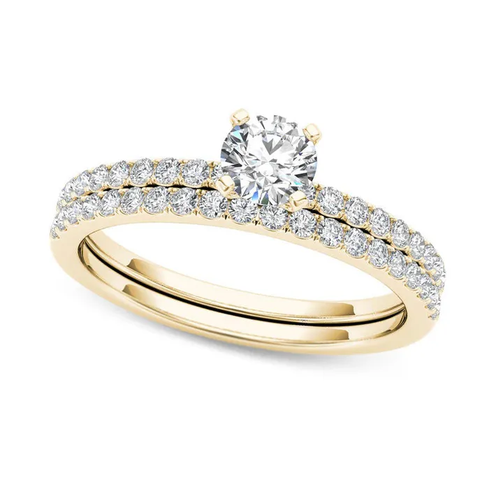 Rings Goldia 075 CT TW Natural Diamond Bridal Engagement Ring Set in Solid 14K Gold Rings Goldia 075 CT TW Natural Diamond Bridal Engagement Ring Set in Solid 14K Gold