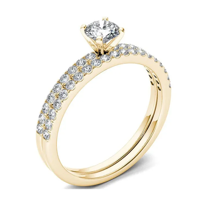 Rings Goldia 075 CT TW Natural Diamond Bridal Engagement Ring Set in Solid 14K Gold Rings Goldia 075 CT TW Natural Diamond Bridal Engagement Ring Set in Solid 14K Gold