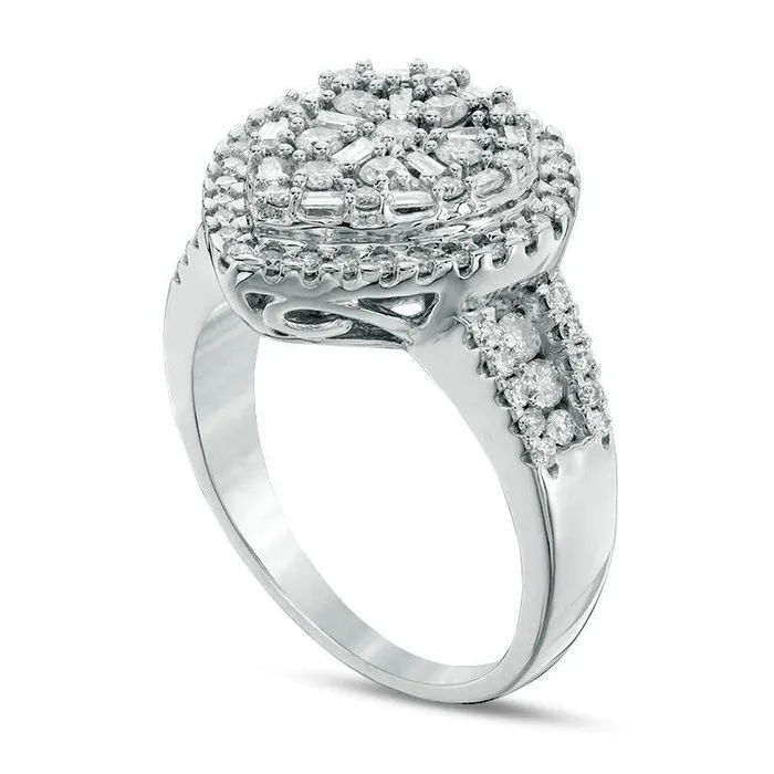 Rings Goldia 10 CT TW Composite Natural Diamond Teardrop Frame Ring in Solid 10K White Gold Rings Goldia 10 CT TW Composite Natural Diamond Teardrop Frame Ring in Solid 10K White Gold