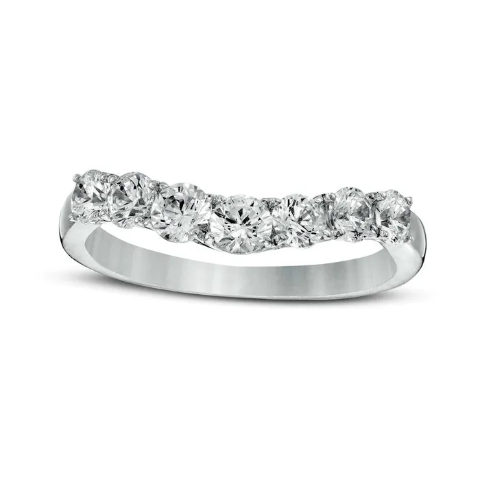 Rings Goldia 10 CT TW Natural Diamond Contour Seven Stone Anniversary Band in Solid 14K White Gold Rings Goldia 10 CT TW Natural Diamond Contour Seven Stone Anniversary Band in Solid 14K White Gold
