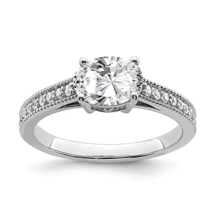 Rings Goldia 100ct CZ Solid Real 14k White East West 1ct Oval Eng Dia Ring Rings Goldia 100ct CZ Solid Real 14k White East West 1ct Oval Eng Dia Ring