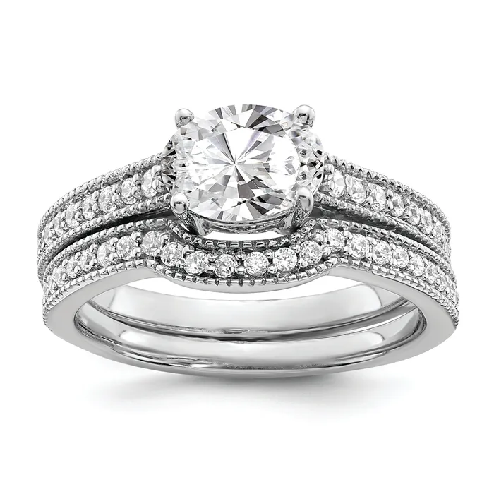 Rings Goldia 100ct CZ Solid Real 14k White East West 1ct Oval Eng Dia Ring