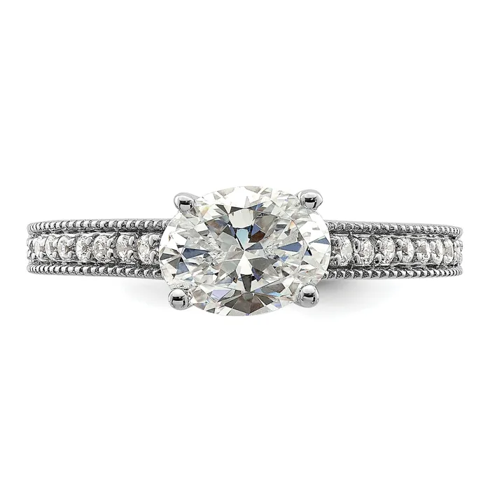 Rings Goldia 100ct CZ Solid Real 14k White East West 1ct Oval Eng Dia Ring