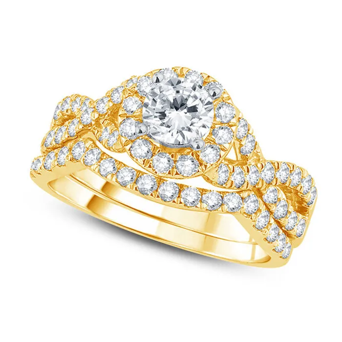Rings Goldia 138 CT TW Natural Diamond Frame Twist Bridal Engagement Ring Set in Solid 14K Gold Rings Goldia 138 CT TW Natural Diamond Frame Twist Bridal Engagement Ring Set in Solid 14K Gold