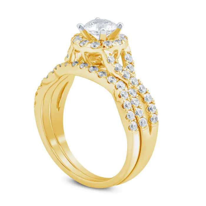Rings Goldia 138 CT TW Natural Diamond Frame Twist Bridal Engagement Ring Set in Solid 14K Gold Rings Goldia 138 CT TW Natural Diamond Frame Twist Bridal Engagement Ring Set in Solid 14K Gold