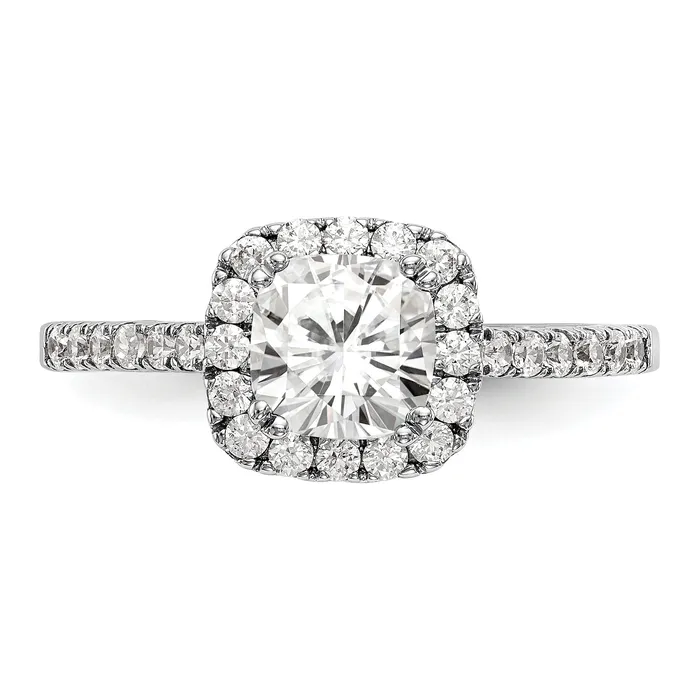 Rings Goldia 175ct CZ Solid Real 14K White Gold Cushion Halo Engagement Ring