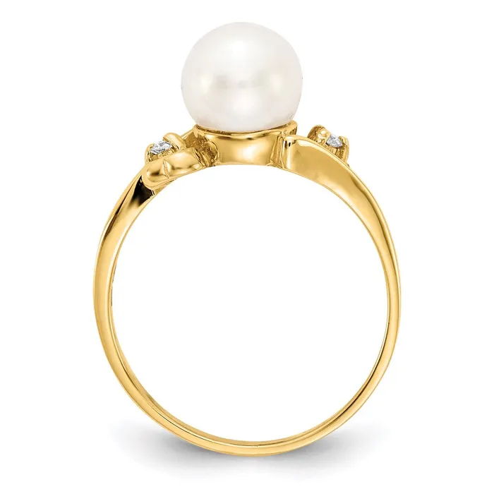 Rings Goldia 14k Gold 7mm FW Cultured Pearl A Real Diamond ring
