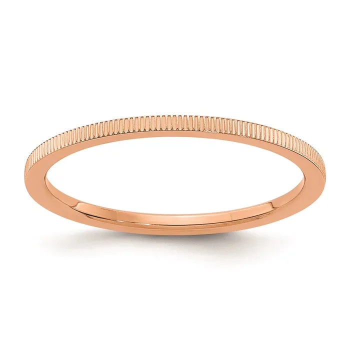 Rings Goldia 14K Rose Gold 12mm Line Pattern Stackable Band