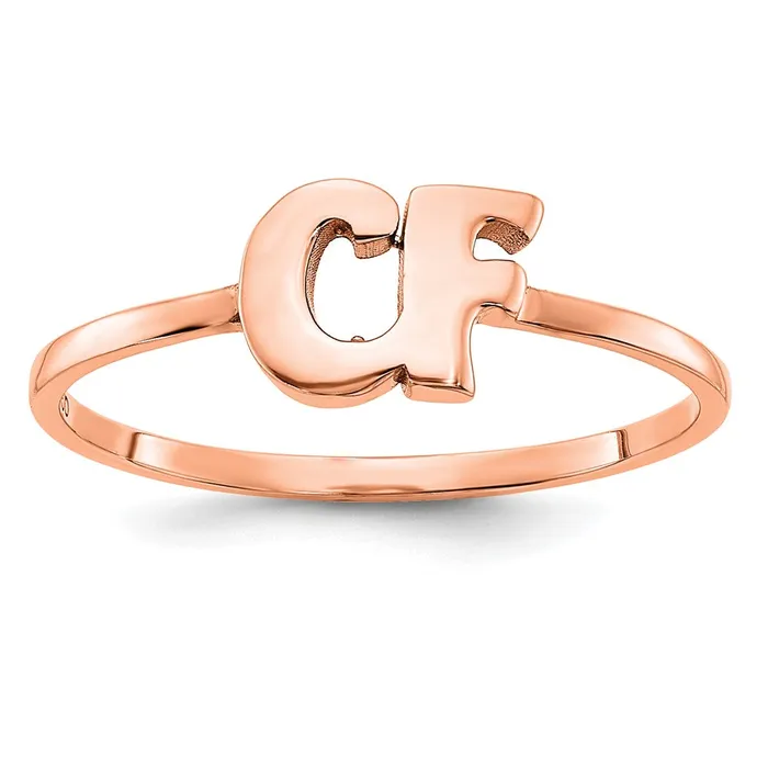 Rings Goldia 14K Rose Gold Double Initial Script or Block Font Ring