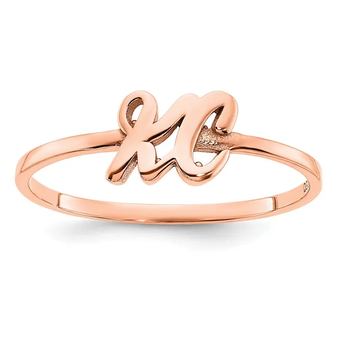 Rings Goldia 14K Rose Gold Double Initial Script or Block Font Ring