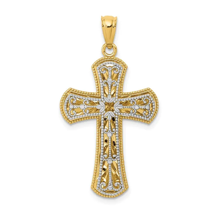 Rings Goldia 14k Twotone Gold Polished 2 Level Cross Pendant