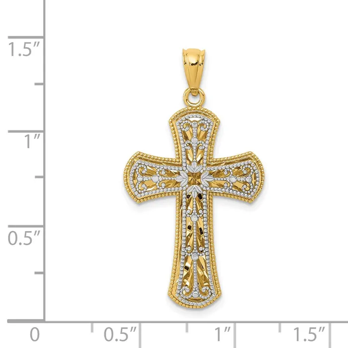Rings Goldia 14k Twotone Gold Polished 2 Level Cross Pendant