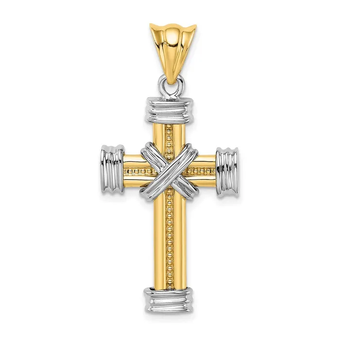 Rings Goldia 14k Twotone Gold wRhodium X Center Cross Charm
