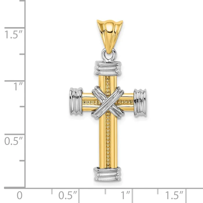 Rings Goldia 14k Twotone Gold wRhodium X Center Cross Charm