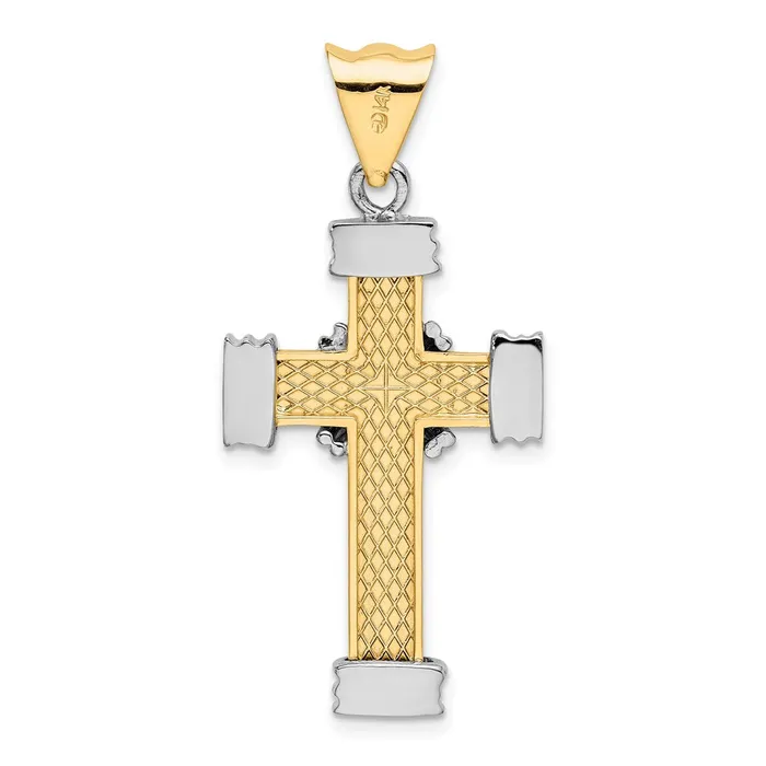 Rings Goldia 14k Twotone Gold wRhodium X Center Cross Charm