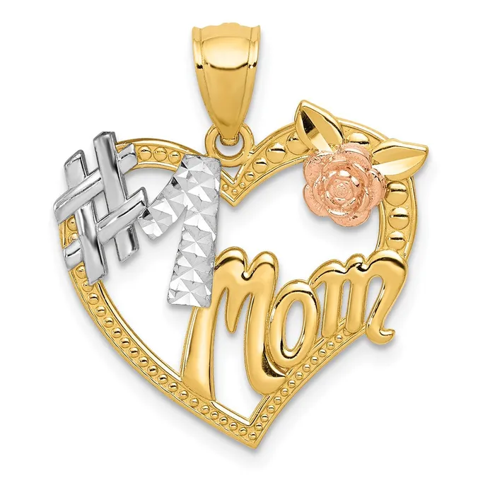 Rings Goldia 14k Twotone Gold wWhite Rhodium 1 MOM Heart Pendant