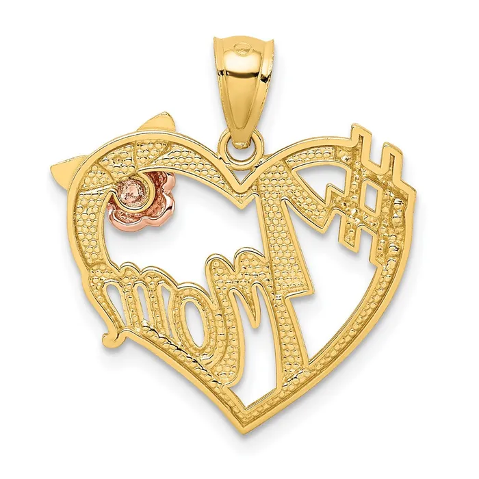 Rings Goldia 14k Twotone Gold wWhite Rhodium 1 MOM Heart Pendant