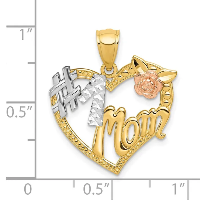 Rings Goldia 14k Twotone Gold wWhite Rhodium 1 MOM Heart Pendant