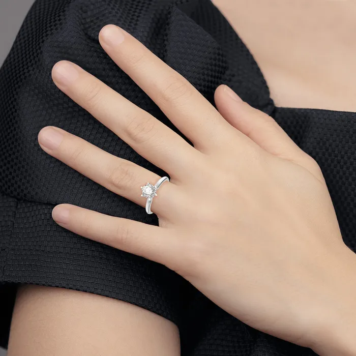 Rings Goldia 14k White Gold 12 Ct Lab Grown Diamond VSSI G Round Solitaire Lightweight HalfRound Six Prong Knife Edge Ring