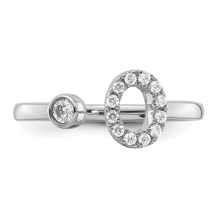Rings Goldia 14k White Gold 15 Ct Lab Grown Diamond VSSI G Initial O Adjustable Ring