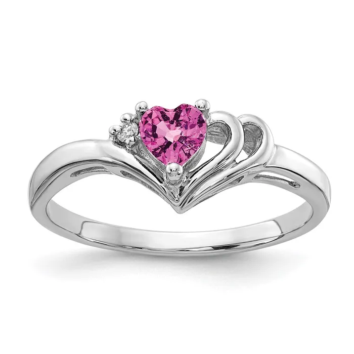 Rings Goldia 14k White Gold 4mm Heart Pink Sapphire VS Diamond ring