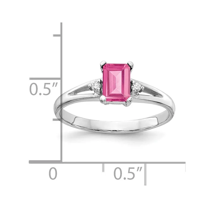 Rings Goldia 14k White Gold 6x4mm Emerald Cut Pink Tourmaline AAA Diamond ring