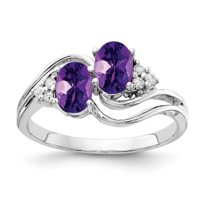 Rings Goldia 14k White Gold 6x4mm Oval Amethyst AAA Diamond ring