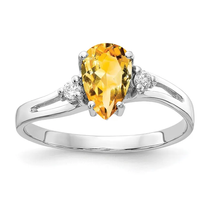Rings Goldia 14k White Gold 7x5mm Pear Citrine AAA Diamond ring