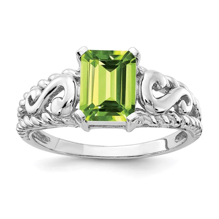 Rings Goldia 14k White Gold 8x6mm Emerald Cut Peridot ring