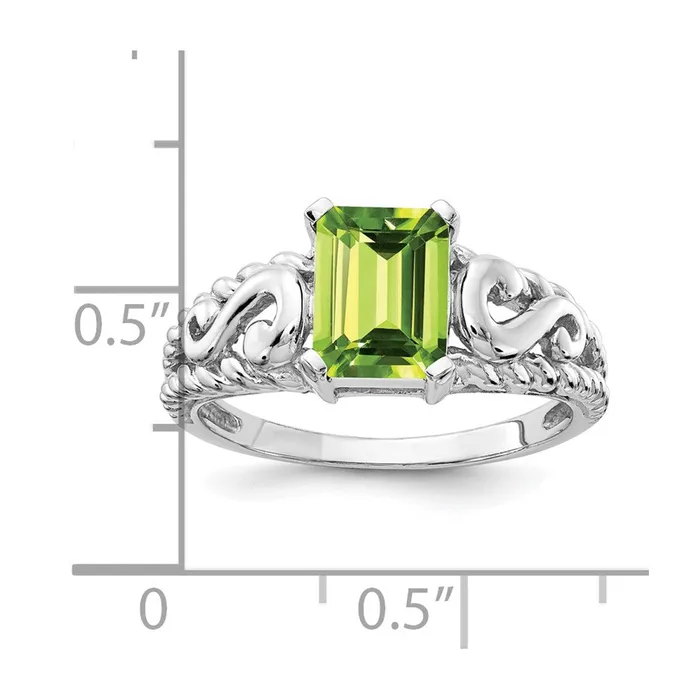 Rings Goldia 14k White Gold 8x6mm Emerald Cut Peridot ring
