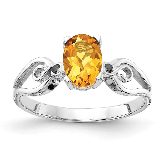 Rings Goldia 14k White Gold 8x6mm Oval Citrine Checker ring