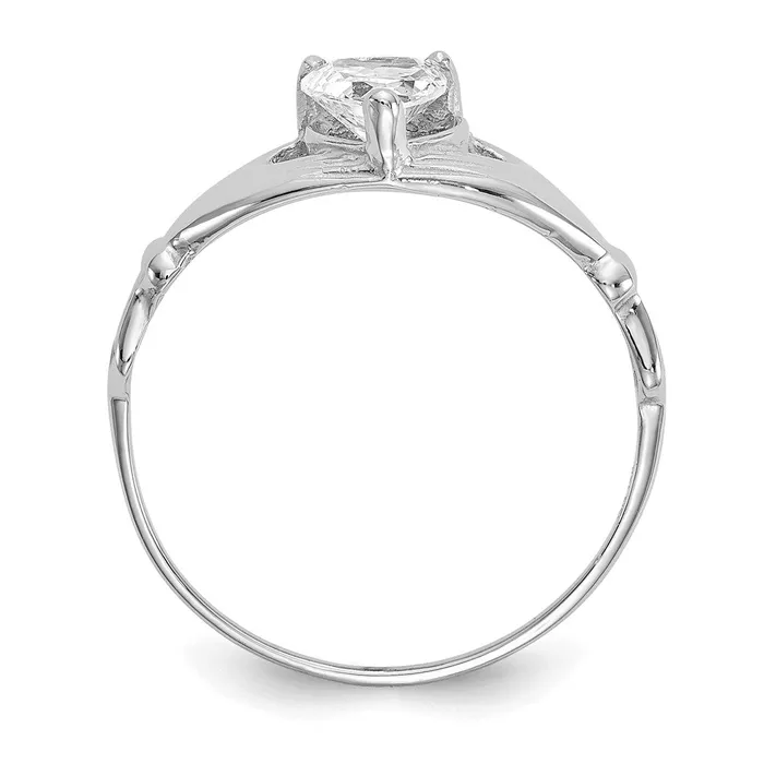 Rings Goldia 14k White Gold CZ April Birthstone Claddagh Heart Ring