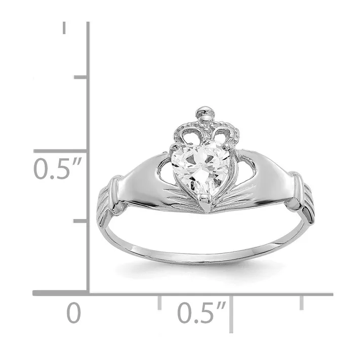 Rings Goldia 14k White Gold CZ April Birthstone Claddagh Heart Ring