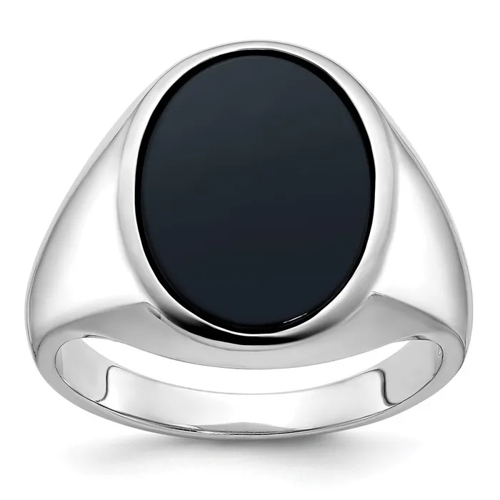 Rings Goldia 14k White Gold Mens Oval Onyx Complete Ring