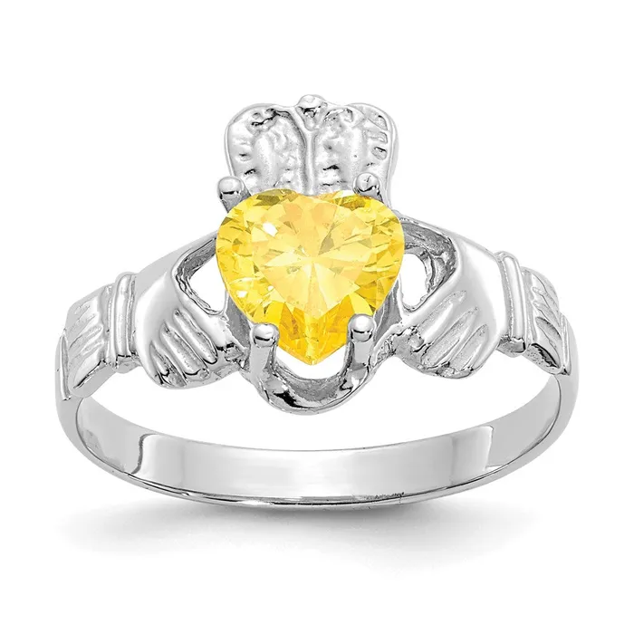 Rings Goldia 14k White Gold November CZ Birthstone Claddagh Ring