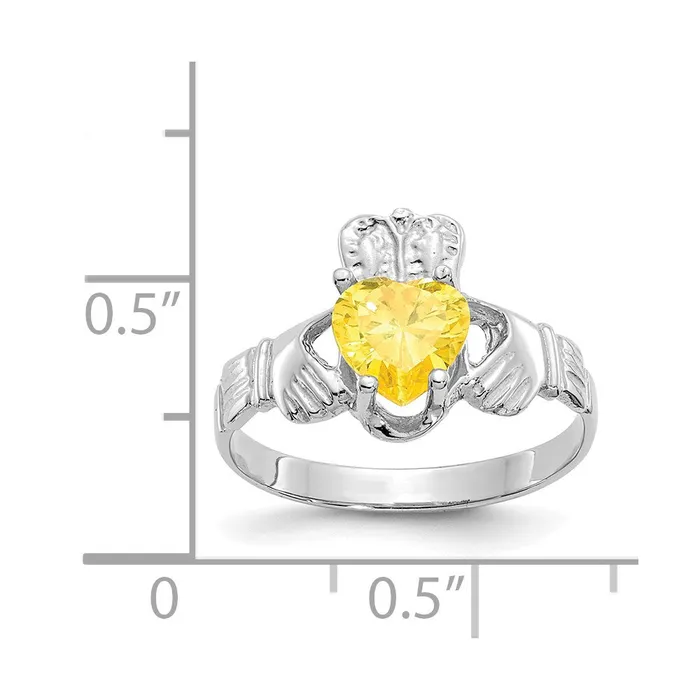 Rings Goldia 14k White Gold November CZ Birthstone Claddagh Ring