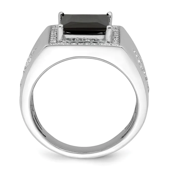 Rings Goldia 14k White Gold Onyx and Real Diamond Cross Mens Ring