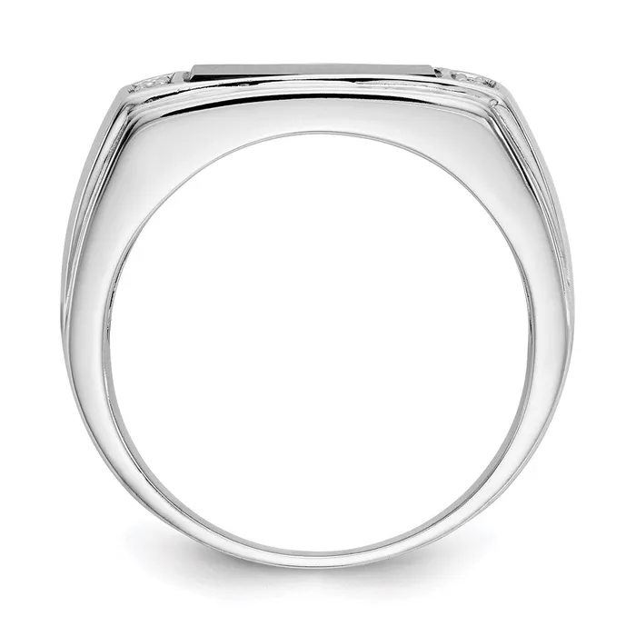 Rings Goldia 14k White Gold Onyx u0026 A Quality Real Diamond Mens Ring