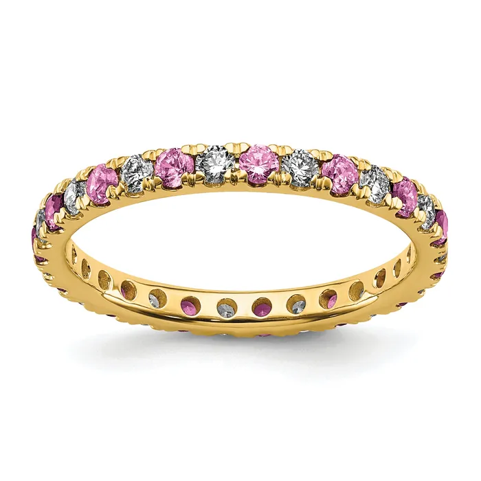 Rings Goldia 14k Yellow Gold 12 Ct Lab Grown Diamond VSSI G and Lab Created Pink Sapphire Eternity Band Ring Rings Goldia 14k Yellow Gold 12 Ct Lab Grown Diamond VSSI G and Lab Created Pink Sapphire Eternity Band Ring