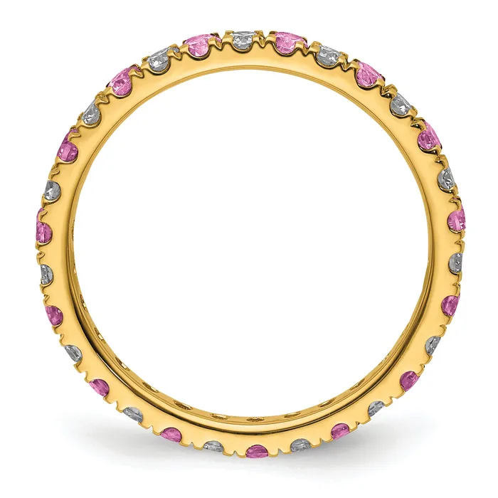 Rings Goldia 14k Yellow Gold 12 Ct Lab Grown Diamond VSSI G and Lab Created Pink Sapphire Eternity Band Ring