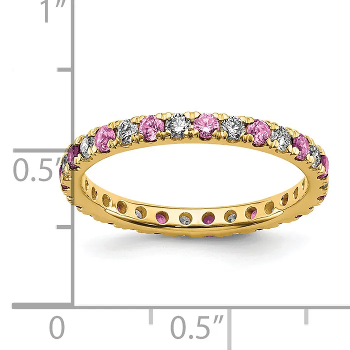 Rings Goldia 14k Yellow Gold 12 Ct Lab Grown Diamond VSSI G and Lab Created Pink Sapphire Eternity Band Ring