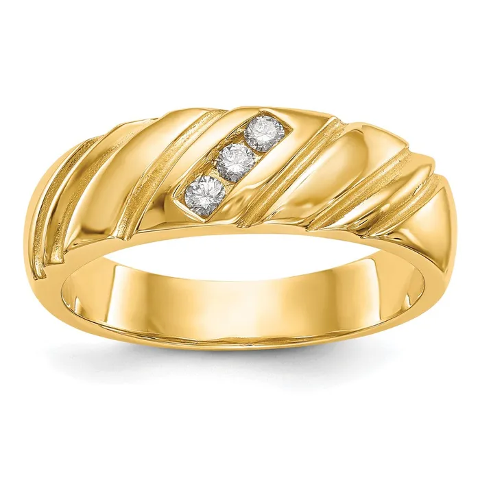 Rings Goldia 14k Yellow Gold 3Stone 18 carat Diamond Complete Mens Band