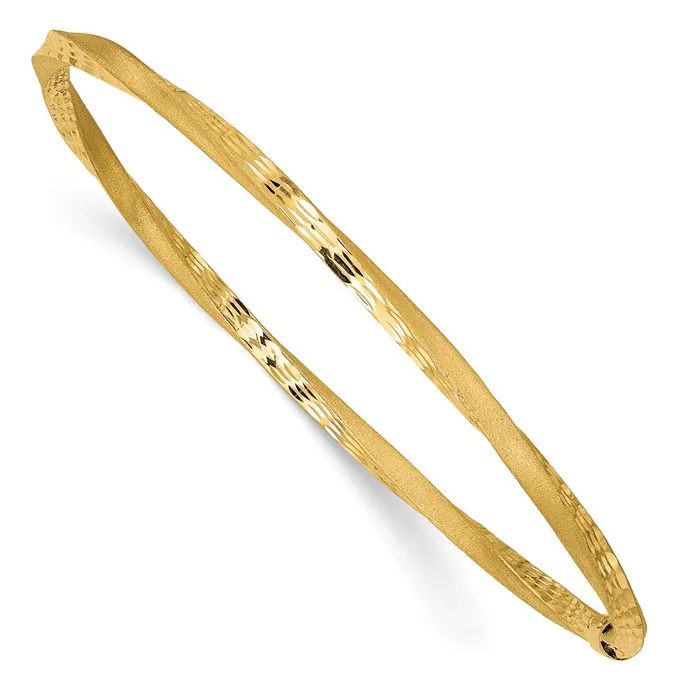 Rings Goldia 14k Yellow Gold 3mm Satin Finish Diamondcut Twist Slipon Bangle Rings Goldia 14k Yellow Gold 3mm Satin Finish Diamondcut Twist Slipon Bangle