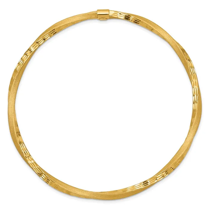 Rings Goldia 14k Yellow Gold 3mm Satin Finish Diamondcut Twist Slipon Bangle